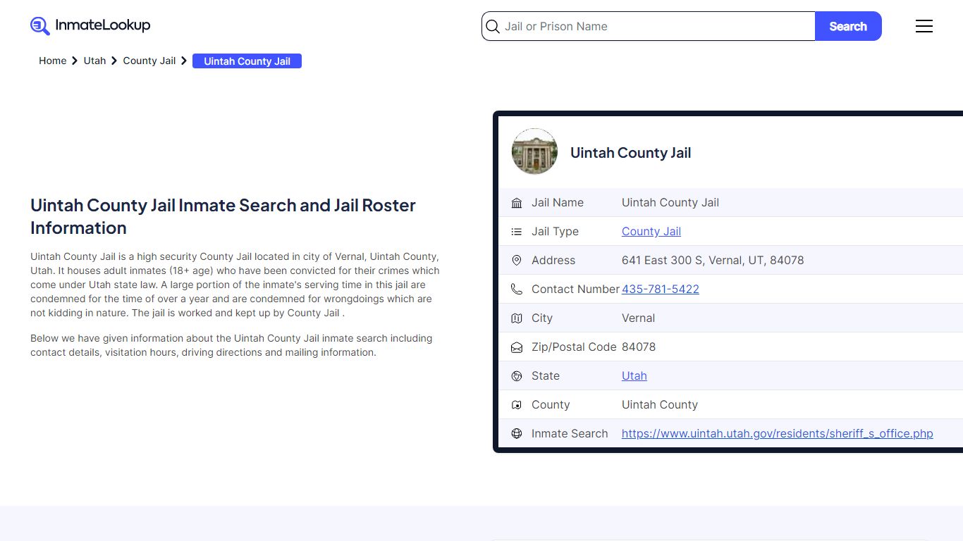 Uintah County Jail (UT) Inmate Search Utah - Inmate Lookup